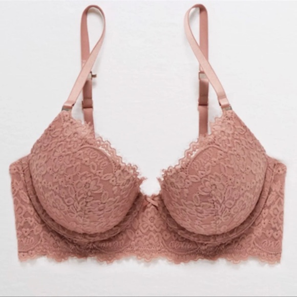 aerie Other - Aerie Pink Lace Push Up Plunge Bra 36DD Nwt